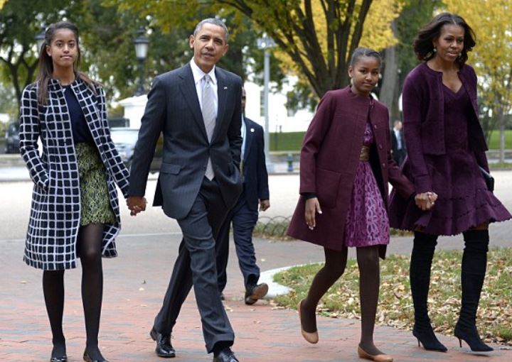 The Obama Family goes to church — image courtesy of rolling out.com