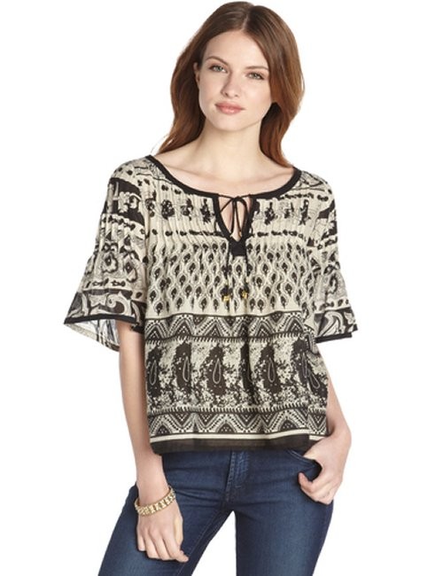 love sam black and white cotton voile floral print tie front tunic 5 — image courtesy of moddeals.com