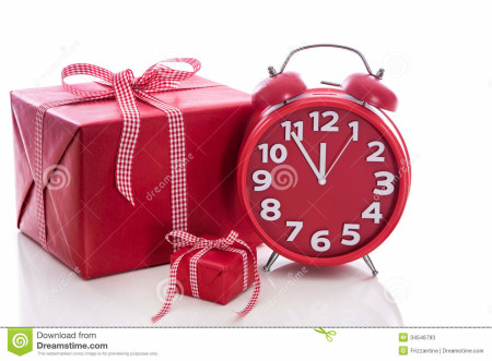 christmas big red gift box red alarm clock last minute c shopping 34546793