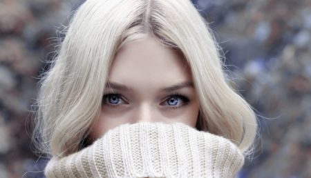 blonde girl winter sweater