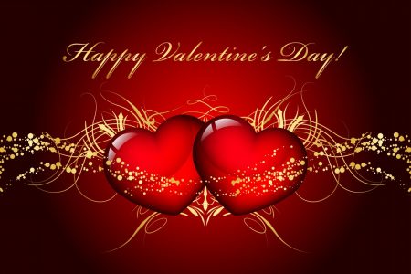 happy valentines day card with 2hearts