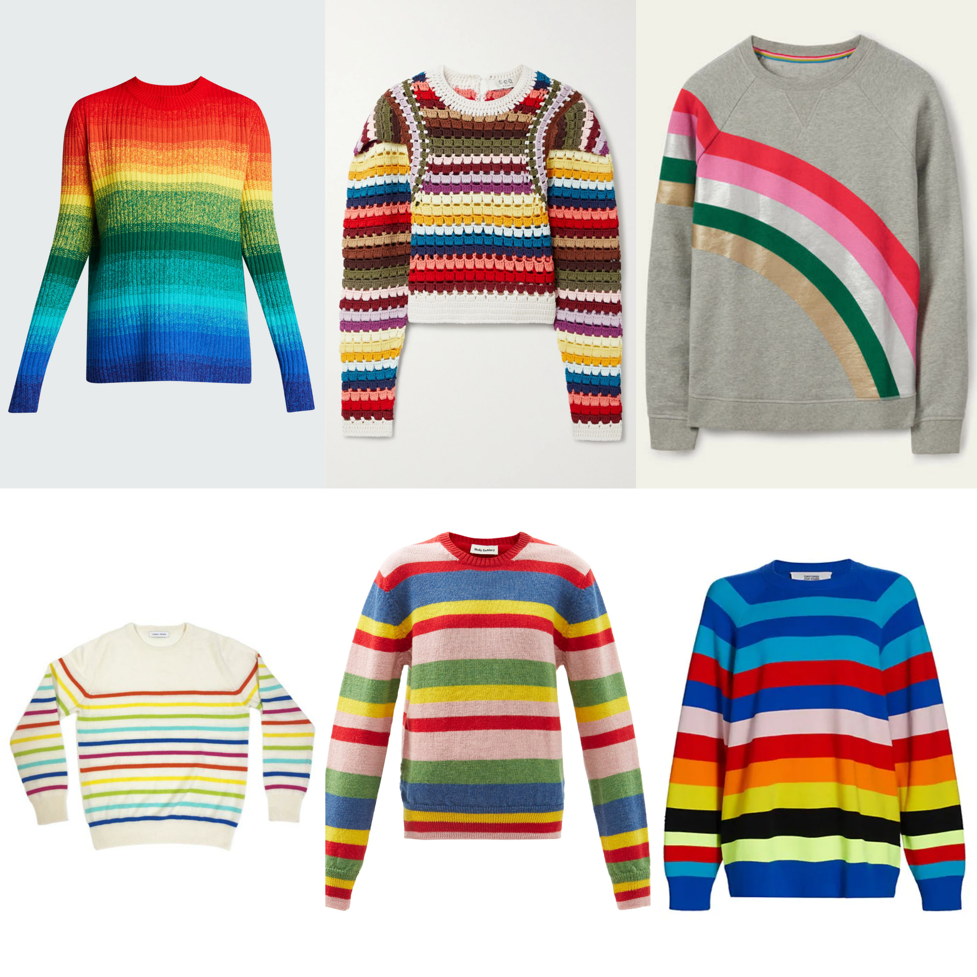 Prefall 2021 trends 01 Rainbow Sweaters Collage