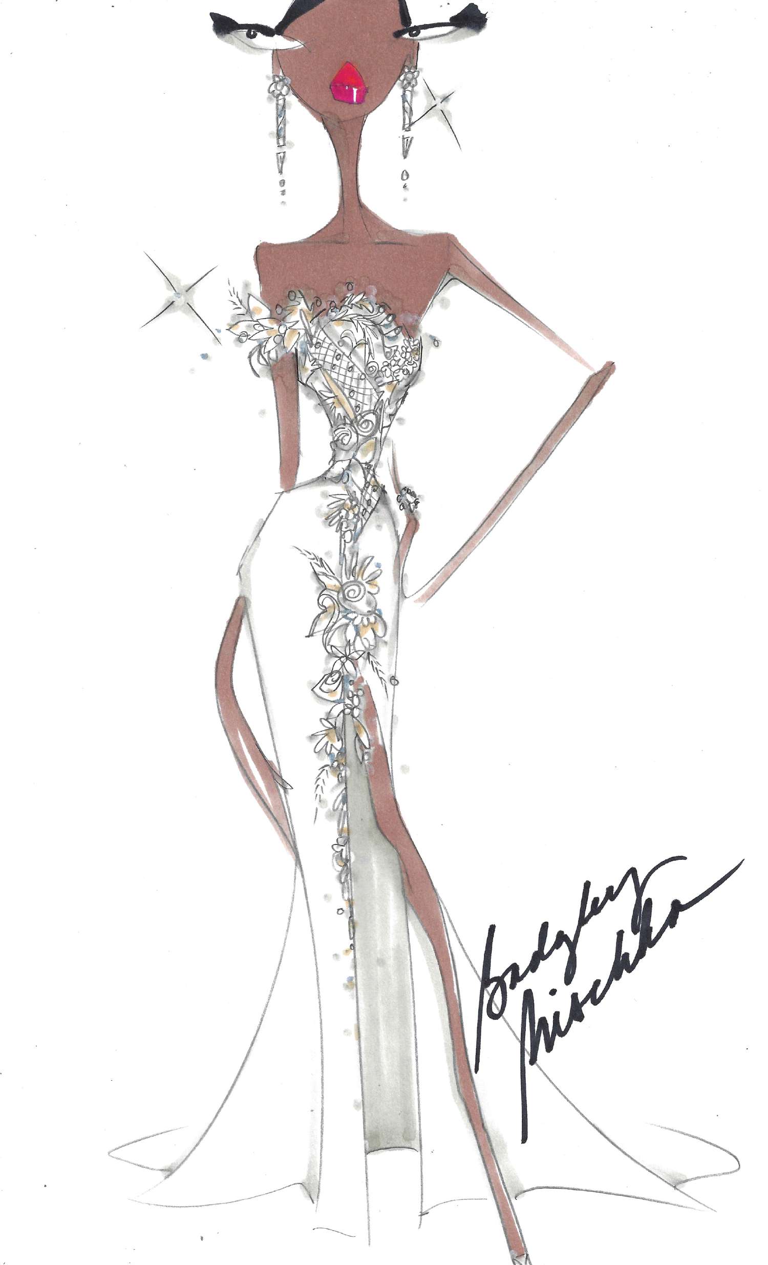 Badgley Mischka Spring 2024 Bridal Sketch — image courtesy of Badgely Mischka