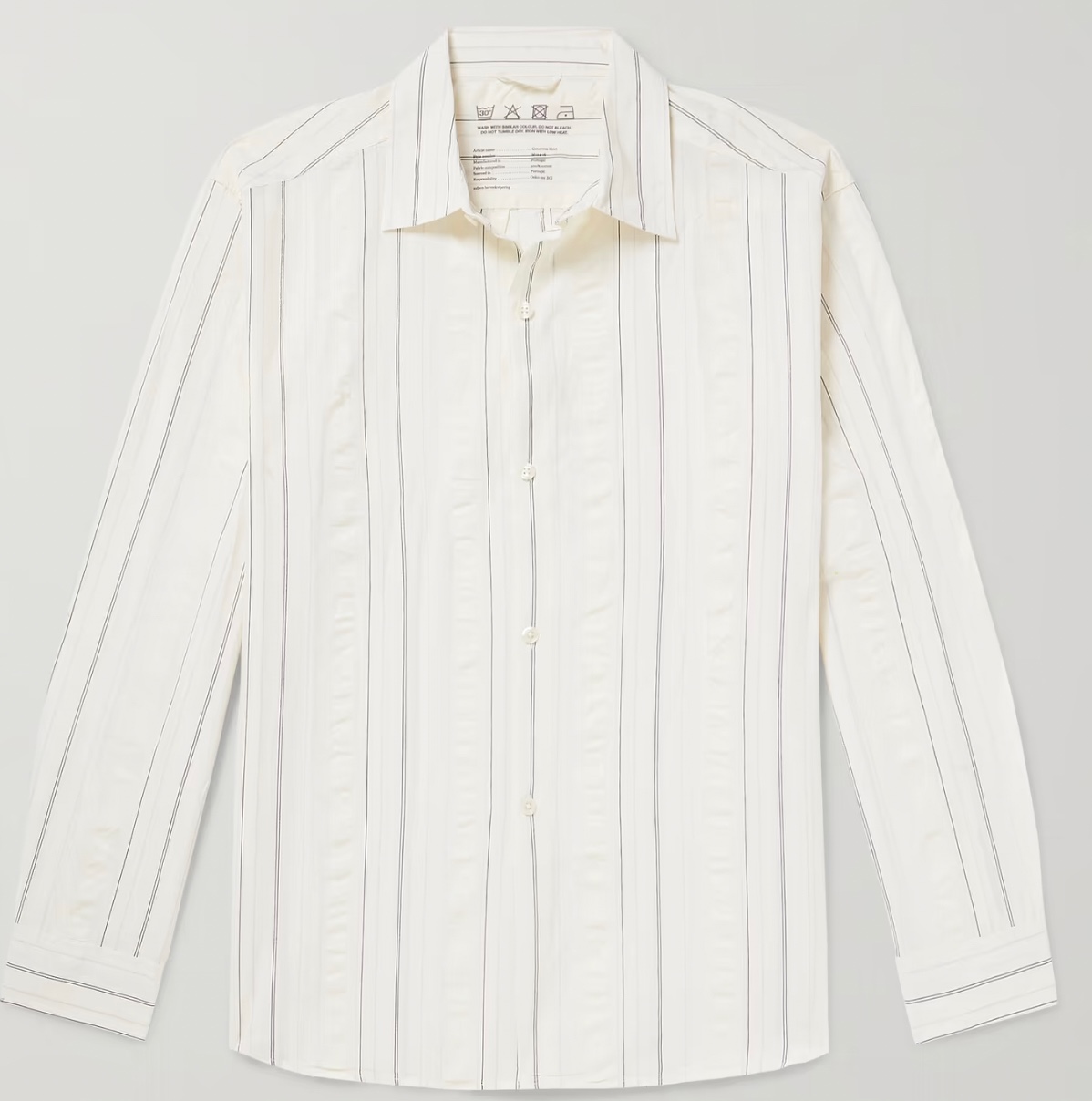 MFPEN Generous Striped Seersucker Trimmed Cotton Poplin Shirt courtesy of mrporter.com