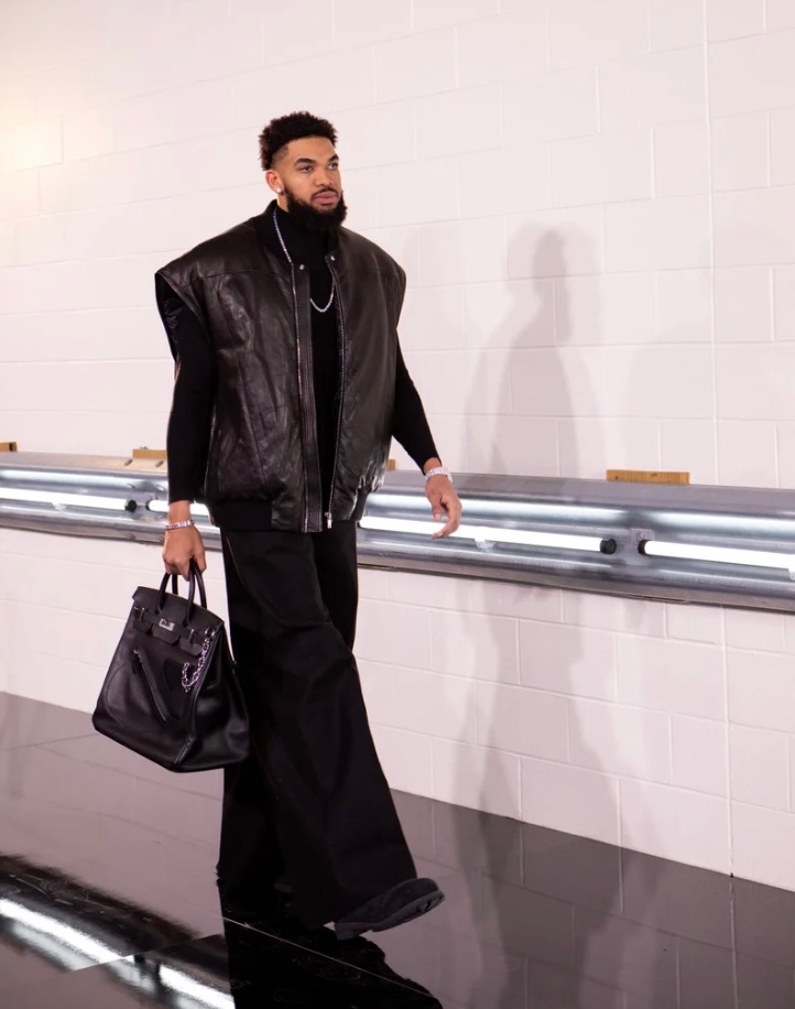 Karl Anthony Towns In Rick Owens Hermes courtesy of ARRIA WOOLCOOK