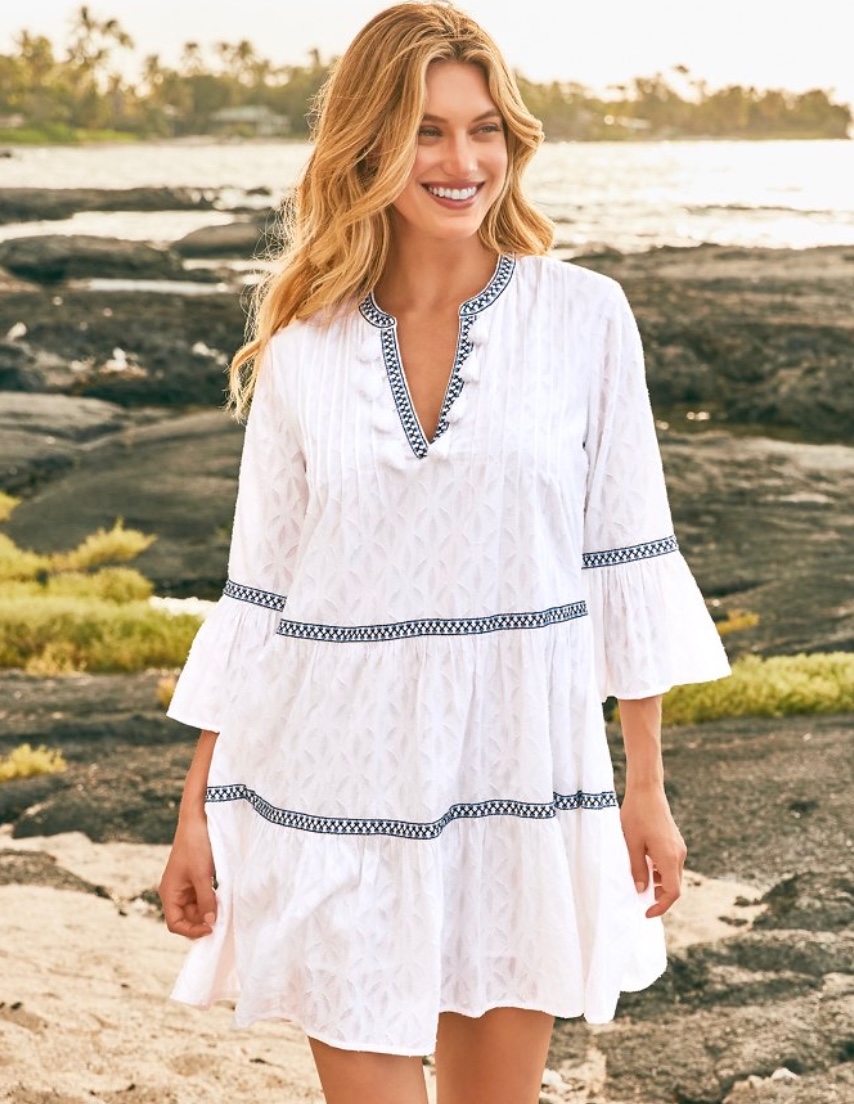 Tommy Bahama Cotton Clip Embroidered Tier Dress courtesy of tommybahama.com