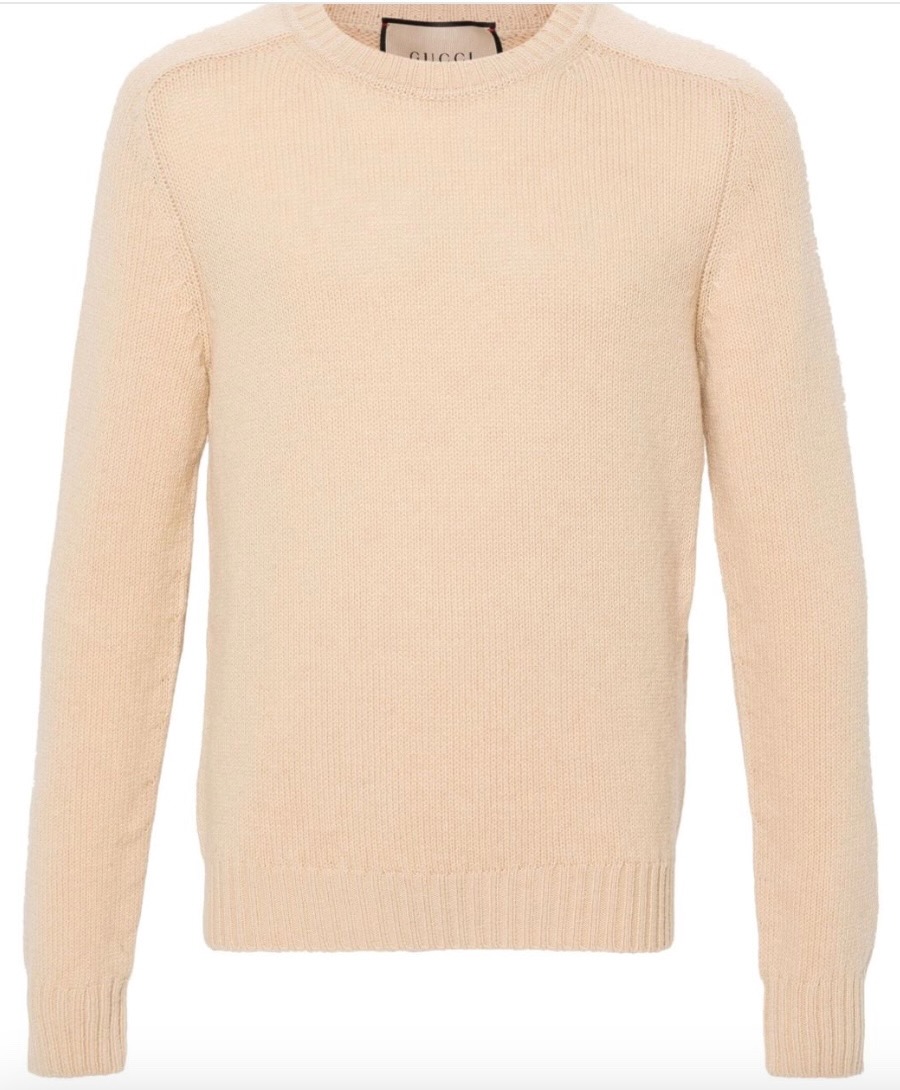 Conscious Gucci logo embroidered wool jumper courtesy of farfetch.com