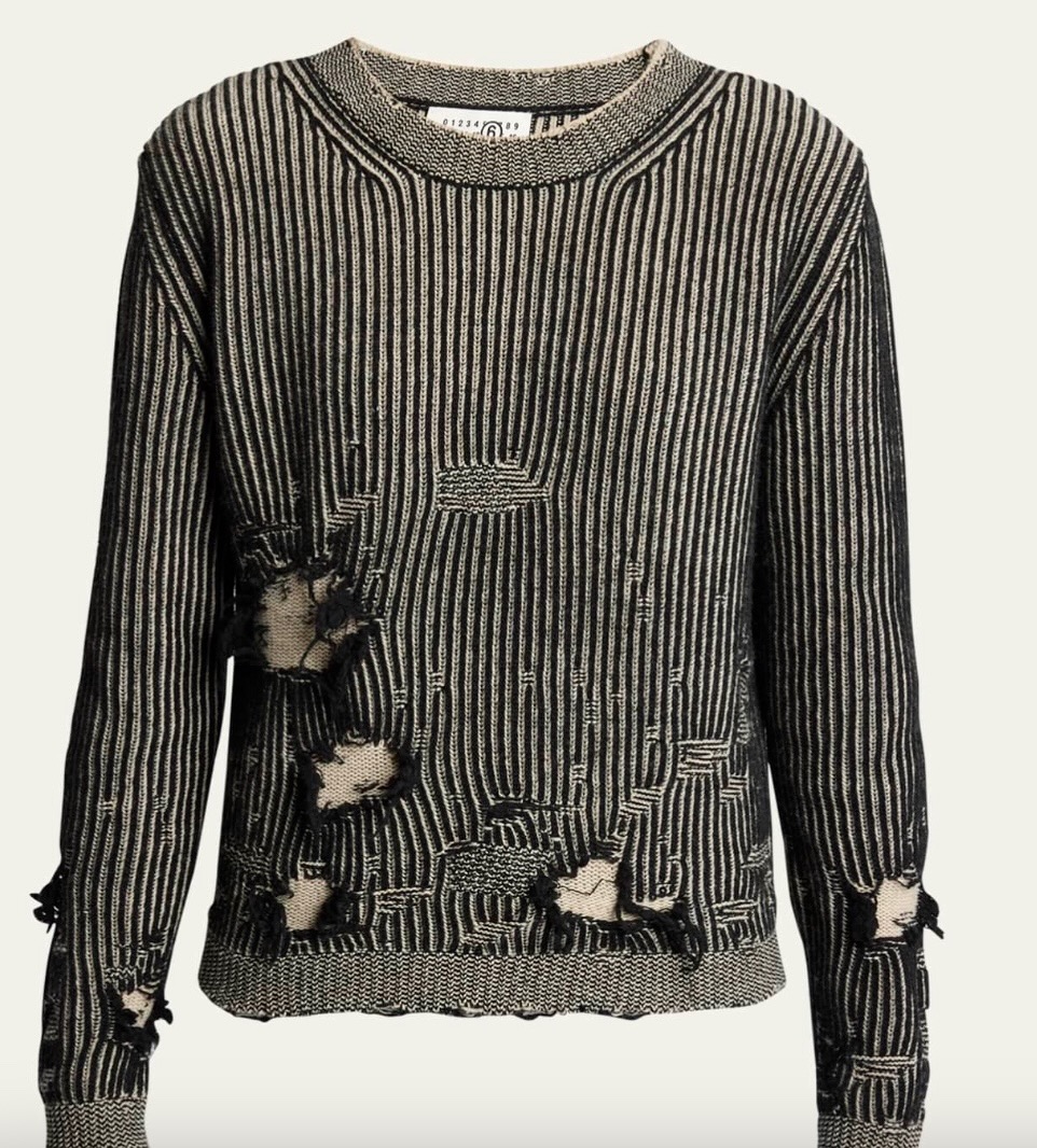 Maison Margiela Distressed Crewneck Sweater courtesy of bergdorfgoodman.com
