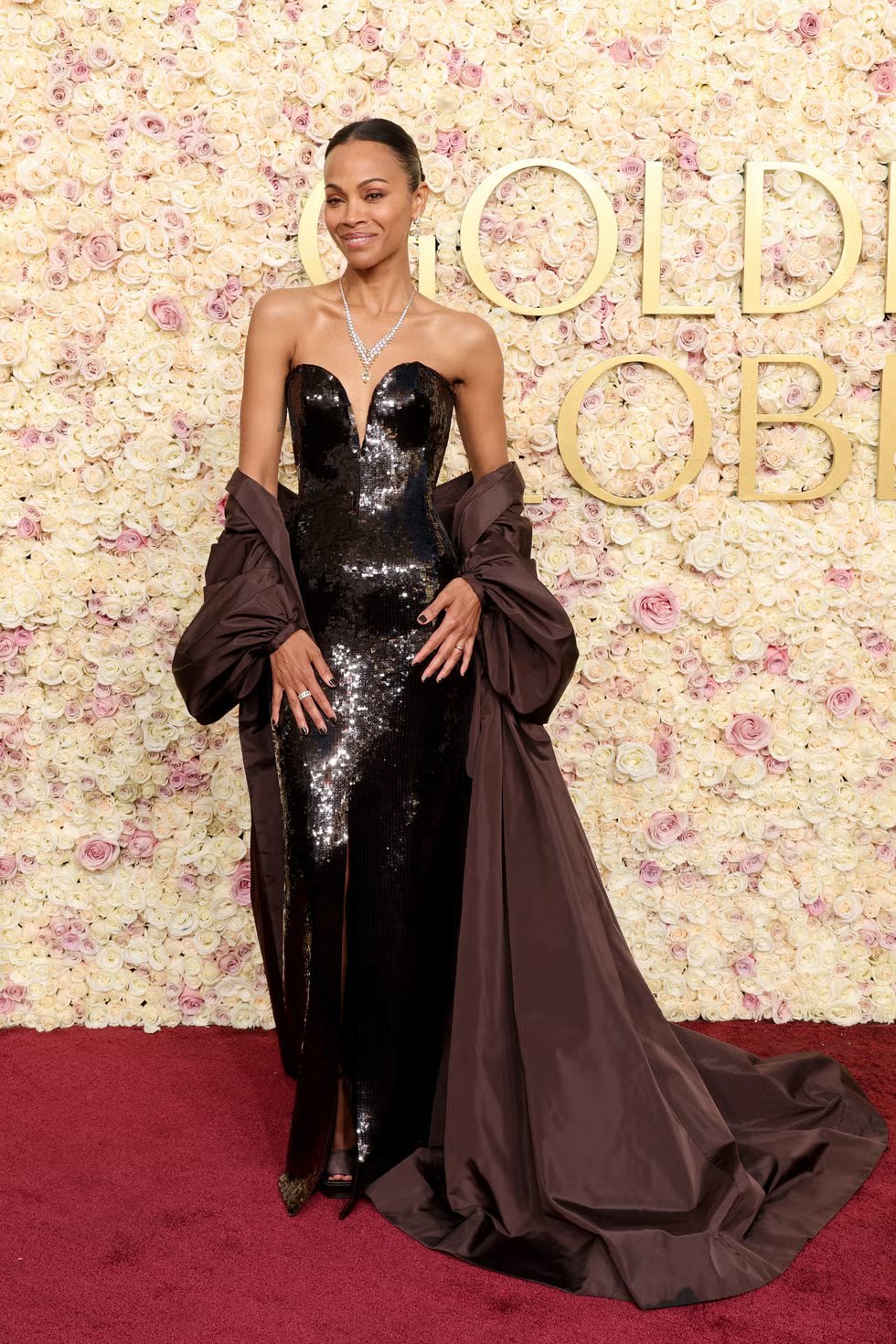 Zoe Saldona Saint Laurent gown