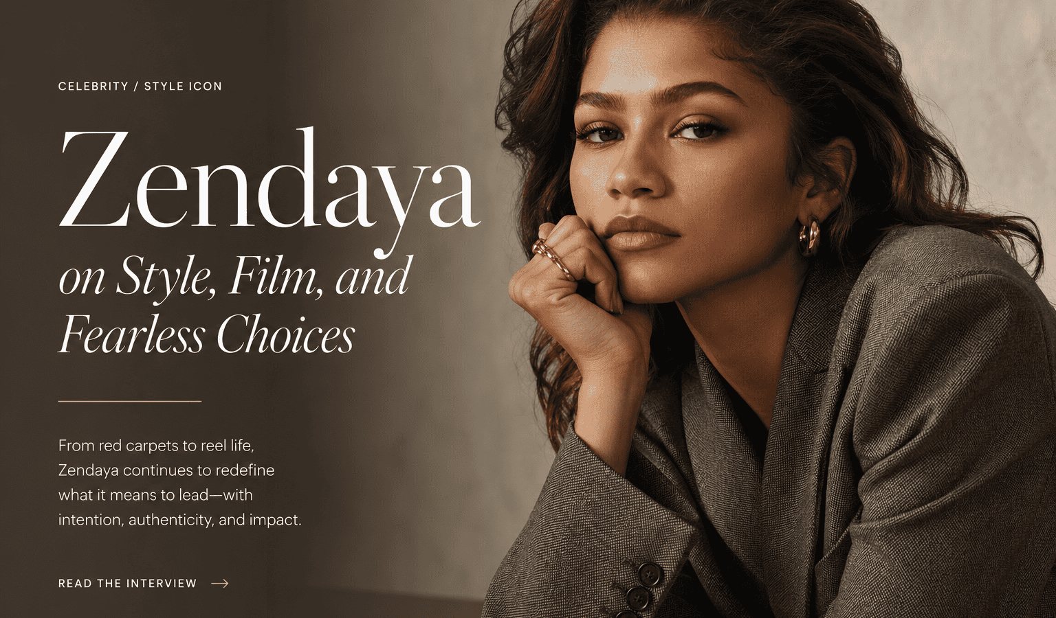 Elegant woman in stylish gray blazer, fashion influencer Zendaya, showcasing confidence and modern f.